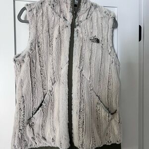 The North Face Cream Faux Fur Vest